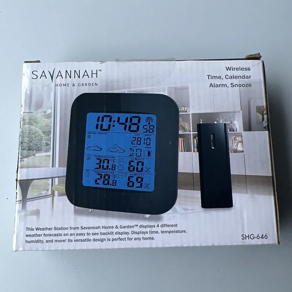 Savannah Backlit‎ Weather Station Wireless Time Calendar Alarm & Snooze SHG-646